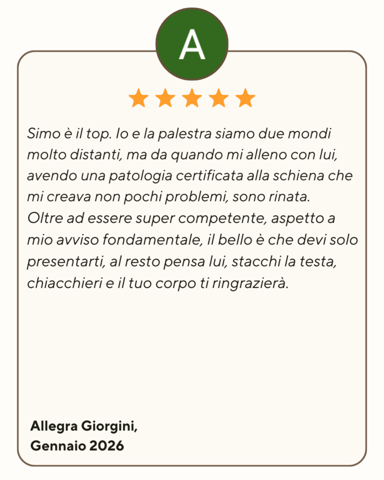 Ti ringrazierò per sempre per aver risolto il mio dolore alla spalla! Da ormai 3 mesi convivevo con un dolore che non mi permetteva né di allenarmi e né di svolgere i movimenti quotidiani, e dopo